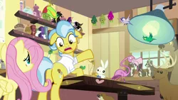 Size: 1280x720 | Tagged: safe, derpibooru import, screencap, angel bunny, doctor fauna, fluttershy, henry, smoky, smoky jr., softpad, bat, bear, beaver, bird, deer, earth pony, flamingo, fruit bat, keel-billed toucan, loon, meadowlark (bird), mouse, pegasus, pony, rabbit, raccoon, snake, toucan, fluttershy leans in, animal, common loon, female, mare, plot, songbird, stag