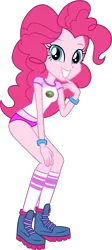 Size: 1320x2949 | Tagged: suggestive, artist:imperfectxiii, derpibooru import, edit, editor:astroboy84, pinkie pie, equestria girls, legend of everfree, boots, bracelet, breasts, camp everfree outfits, clothes, cute, female, jewelry, looking at you, no pants, panties, pink panties, pink underwear, render, sexy, shirt, simple background, socks, solo, solo female, transparent, transparent background, underwear, underwear edit, vector