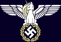 Size: 4410x3000 | Tagged: safe, deleted from derpibooru, derpibooru import, oc, oc:aryanne, unofficial characters only, alicorn, pony, /mlpol/, absurd resolution, aryan pony, flag, laurels, nazi, reichsadler, reichsalicorn, swastika