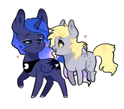 Size: 800x700 | Tagged: safe, artist:kraytt-05, derpibooru import, derpy hooves, princess luna, pegasus, pony, cute, female, flying, heart, lesbian, looking at each other, lunaderp, mare, shipping, simple background, smiling, transparent background