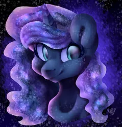 Size: 2200x2300 | Tagged: safe, artist:animorphsfan, derpibooru import, princess luna, pony, bust, portrait, redraw, solo, stars