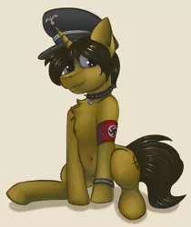 Size: 1536x1830 | Tagged: safe, artist:marsminer, derpibooru import, oc, unofficial characters only, pony, arm band, chest fluff, nazi, solo