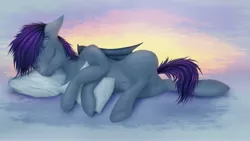 Size: 4096x2304 | Tagged: safe, artist:quvr, derpibooru import, oc, unofficial characters only, bat pony, pony, absurd resolution, blank flank, cute, female, floppy ears, mare, ocbetes, pillow, sleeping, solo