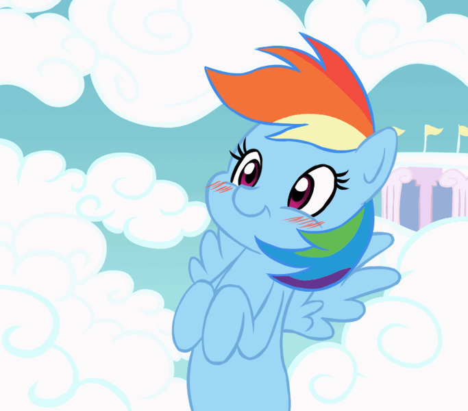 Size: 820x720 | Tagged: safe, artist:artattax, derpibooru import, rainbow dash, pegasus, pony, animated, blushing, cute, dashabetes, gif, hooves to the chest, smiling, solo, weapons-grade cute, wiggle