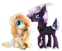 Size: 1600x1302 | Tagged: safe, artist:sugguk, derpibooru import, oc, unofficial characters only, original species, pond pony, fawn, female, male, simple background, transparent background, watermark