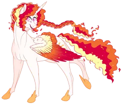 Size: 950x800 | Tagged: safe, artist:bijutsuyoukai, derpibooru import, oc, oc:nova flare, unofficial characters only, alicorn, pony, colored wings, female, magical lesbian spawn, mare, multicolored wings, offspring, parent:princess celestia, parent:sunset shimmer, parents:sunsestia, simple background, solo, transparent background