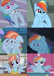 Size: 678x960 | Tagged: safe, derpibooru import, edit, edited screencap, screencap, bow hothoof, rainbow dash, windy whistles, pegasus, pony, applebuck season, castle mane-ia, daring don't, parental glideance, comparison, cute, dashabetes, dashface, female, like mother like daughter, mare, runs in the family, windybetes, wing hands, wrong aspect ratio