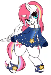 Size: 2396x3477 | Tagged: safe, artist:wickedsilly, derpibooru import, oc, oc:nekonin, unofficial characters only, alicorn, pony, alicorn oc, bipedal, clothes, crossdressing, crossover, cute, dress, femboy, gloves, high heels, male, sandals, solo, stallion, stars, tera, trap