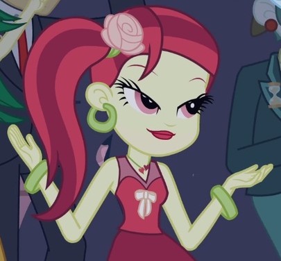 Size: 405x376 | Tagged: safe, derpibooru import, screencap, rose heart, scott green, sweet leaf, teddy t. touchdown, equestria girls, shake your tail, background human, bracelet, cropped, ear piercing, earring, fall formal outfits, flower, flower in hair, heart, jewelry, lidded eyes, necklace, piercing, sand dial