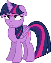 Size: 1605x1986 | Tagged: safe, artist:davidsfire, derpibooru import, twilight sparkle, twilight sparkle (alicorn), alicorn, pony, a flurry of emotions, female, floppy ears, frown, mare, simple background, solo, stamp of forgiveness, transparent background, vector