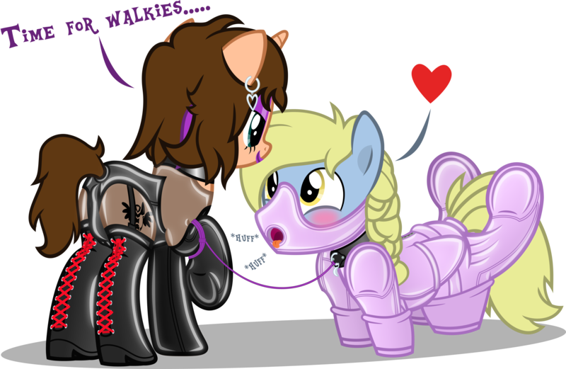 Size: 4604x3000 | Tagged: questionable, artist:applec1234, deleted from derpibooru, derpibooru import, oc, oc:chloe adore, oc:windswept skies, unofficial characters only, pegasus, pony, unicorn, absurd resolution, bdsm, bitchsuit, blushing, bondage, bound wings, braid, charm, collar, dominatrix, duo, female, femboy, femdom, gag, girly, happy bondage, heart, huff, latex, latex suit, leash, looking at each other, male, malesub, mare, muzzle gag, pet play, pet tag, ring gag, show accurate, show accurate porn, simple background, smiling, stallion, straight, submissive, tongue out, transparent background, underhoof, yellow eyes