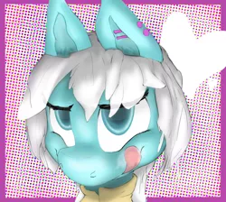 Size: 1112x998 | Tagged: safe, artist:majikplant420, derpibooru import, oc, oc:volt splicer, unofficial characters only, pony, bust, heart, licking, licking lips, solo, tongue out