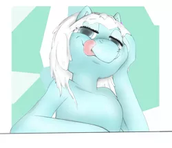 Size: 1157x995 | Tagged: safe, artist:majikplant420, derpibooru import, oc, oc:volt splicer, unofficial characters only, pony, female, licking, licking lips, lidded eyes, looking at you, smiling, solo, tongue out