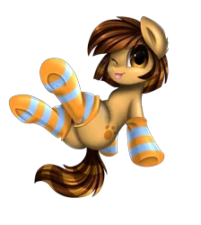 Size: 2550x2850 | Tagged: safe, artist:pridark, derpibooru import, oc, oc:kazzy, unofficial characters only, pony, clothes, commission, cute, female, looking at you, mare, ocbetes, one eye closed, plot, simple background, smiling, socks, solo, stockings, striped socks, thigh highs, tongue out, transparent background, wink, ych result