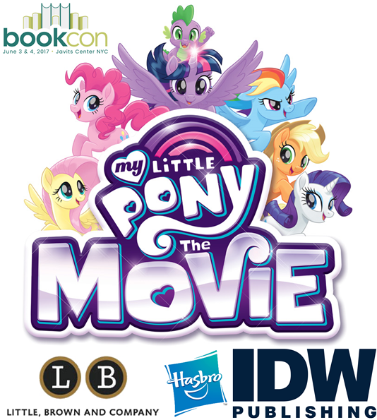 Size: 534x595 | Tagged: safe, derpibooru import, idw, applejack, fluttershy, pinkie pie, rainbow dash, rarity, spike, twilight sparkle, twilight sparkle (alicorn), alicorn, dragon, pony, equestria daily, my little pony: the movie, bookcon, mane seven, mane six, my little pony logo