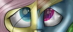 Size: 2000x875 | Tagged: safe, artist:neutisshow, derpibooru import, fluttershy, rainbow dash, pony, the count of monte rainbow, edmond dantes, eyes closed, i will be there, mercedes, rainbow dantes, shycedes, split screen, the count of monte cristo