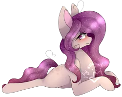 Size: 1467x1166 | Tagged: safe, artist:alithecat1989, derpibooru import, oc, oc:pastel eclipse, unofficial characters only, earth pony, pony, blushing, female, mare, prone, simple background, solo, transparent background