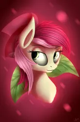 Size: 2977x4510 | Tagged: safe, artist:quefortia, derpibooru import, roseluck, earth pony, pony, absurd resolution, bust, female, flower, looking back, mare, portrait, rose, smiling, solo