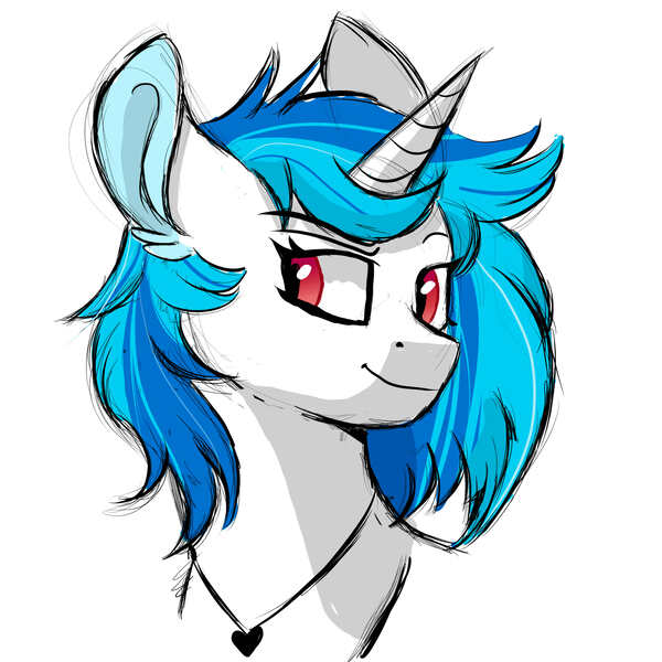 Size: 3000x3000 | Tagged: safe, artist:scarletskitty12, derpibooru import, vinyl scratch, pony, unicorn, female, mare, missing accessory, simple background, smiling, solo, white background, wrong eye color