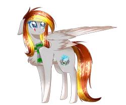 Size: 3000x2520 | Tagged: safe, artist:little-sketches, derpibooru import, oc, unofficial characters only, pegasus, pony, art trade, chest fluff, clothes, eye clipping through hair, female, looking back, mare, scarf, simple background, transparent background