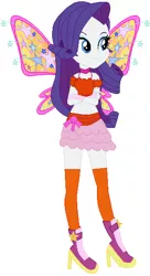 Size: 314x576 | Tagged: safe, artist:selenaede, artist:user15432, derpibooru import, rarity, stella lashes, fairy, human, equestria girls, base used, beautiful, believix, belly button, boots, clothes, crossover, cute, fairies are magic, fairy wings, high heel boots, high heels, humanized, midriff, rainbow s.r.l, skirt, socks, stella, stella (winx club), thigh highs, winged humanization, wings, winx club