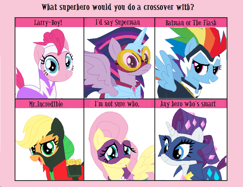 Size: 850x655 | Tagged: safe, derpibooru import, applejack, fili-second, fluttershy, masked matter-horn, mistress marevelous, pinkie pie, radiance, rainbow dash, rarity, saddle rager, twilight sparkle, twilight sparkle (alicorn), zapp, alicorn, pony, 6 pony meme, mane six, meme, power ponies