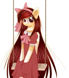 Size: 1024x1163 | Tagged: safe, artist:little-sketches, derpibooru import, oc, oc:yeri, unofficial characters only, pegasus, pony, clothes, colored pupils, cute, dress, eye clipping through hair, female, looking at you, mare, ocbetes, simple background, solo, swing, transparent background