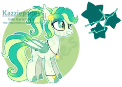 Size: 1024x735 | Tagged: safe, artist:kazziepones, derpibooru import, oc, oc:starry guide, unofficial characters only, bat pony, pony, bat pony oc, bracelet, cute, cute little fangs, ear piercing, earring, fangs, female, freckles, jewelry, mare, necklace, piercing, reference sheet, simple background, solo, transparent background, watermark