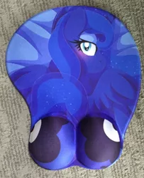 Size: 801x986 | Tagged: suggestive, artist:pearlyiridescence, derpibooru import, princess luna, alicorn, pony, ass, bed, blushing, both cutie marks, dock, face down ass up, female, irl, looking at you, mare, moonbutt, mousepad, mousepad for the fearless, oppai mousepad, photo, plot, praise the moon, prone, solo, solo female, spread wings, the ass was fat, wings