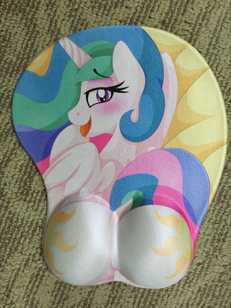 Size: 1001x1334 | Tagged: suggestive, artist:pearlyiridescence, derpibooru import, princess celestia, alicorn, pony, ass, bed, blushing, both cutie marks, dock, face down ass up, female, irl, looking at you, mare, mousepad, mousepad for the fearless, open mouth, oppai mousepad, photo, plot, praise the sun, prone, solo, solo female, spread wings, sunbutt, the ass was fat, wings