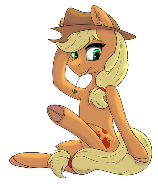 Size: 3850x4478 | Tagged: safe, artist:lula-moonarts, derpibooru import, applejack, earth pony, pony, absurd resolution, cowboy hat, female, hat, haystick, mare, simple background, solo, stetson, transparent background, underhoof