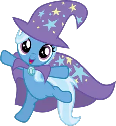 Size: 4142x4500 | Tagged: safe, artist:slb94, derpibooru import, trixie, pony, unicorn, absurd resolution, cape, clothes, cute, diatrixes, female, filly, happy, hat, looking at you, mare, open mouth, simple background, smiling, solo, transparent background, trixie's cape, trixie's hat, vector, younger