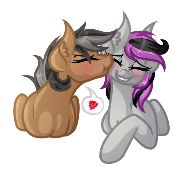 Size: 2407x2167 | Tagged: safe, artist:amazing-artsong, derpibooru import, oc, oc:artsong, oc:thespia, unofficial characters only, pegasus, pony, :t, female, high res, lesbian, mare, nuzzling, scrunchy face, shipping, simple background, transparent background