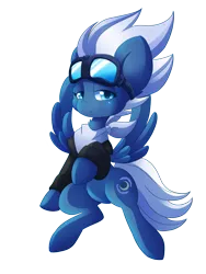 Size: 1200x1600 | Tagged: safe, artist:blazemizu, derpibooru import, night glider, pegasus, pony, bomber jacket, clothes, female, flying, goggles, jacket, looking at you, mare, simple background, smiling, solo, transparent background