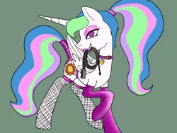 Size: 1000x750 | Tagged: suggestive, artist:slamjam, derpibooru import, princess celestia, alicorn, pony, 4chan, adorasexy, bedroom eyes, clothes, collar, colored, cute, dominatrix, drawthread, evening gloves, eyeshadow, female, fishnets, garters, gloves, imminent sex, jewelry, lingerie, lipstick, long gloves, looking at you, makeup, mare, mouth hold, pendant, playful, ponytail, sexy, simple background, smiling, solo, solo female, stupid sexy celestia, tail wrap, whip