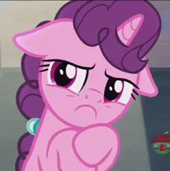 Size: 625x630 | Tagged: safe, derpibooru import, screencap, sugar belle, pony, unicorn, hard to say anything, :c, angry, cropped, cute, do not want, floppy ears, frown, solo, sugarbetes