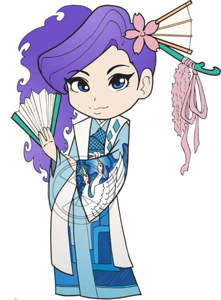 Size: 587x795 | Tagged: artist:amypeterson, derpibooru import, fan, human, humanized, legend of the five rings, rarity, safe, simple background, solo, transparent background, watermark