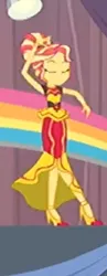 Size: 420x1080 | Tagged: safe, derpibooru import, screencap, sunset shimmer, dance magic, equestria girls, spoiler:eqg specials, alternate hairstyle, clothes, cropped, dress, eyes closed, female, high heels, shoes, skirt, solo