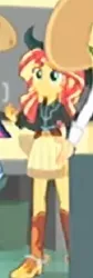 Size: 264x783 | Tagged: safe, derpibooru import, screencap, applejack, sci-twi, sunset shimmer, twilight sparkle, dance magic, equestria girls, spoiler:eqg specials, boots, clothes, cowboy hat, cowgirl, cropped, female, hat, skirt, solo focus