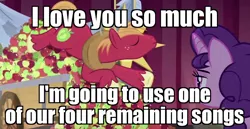 Size: 1278x660 | Tagged: safe, derpibooru import, edit, edited screencap, screencap, big macintosh, sugar belle, pony, hard to say anything, apple, battle for sugar belle, cart, female, food, image macro, male, mare, meme, shipping, stallion, straight, sugarmac