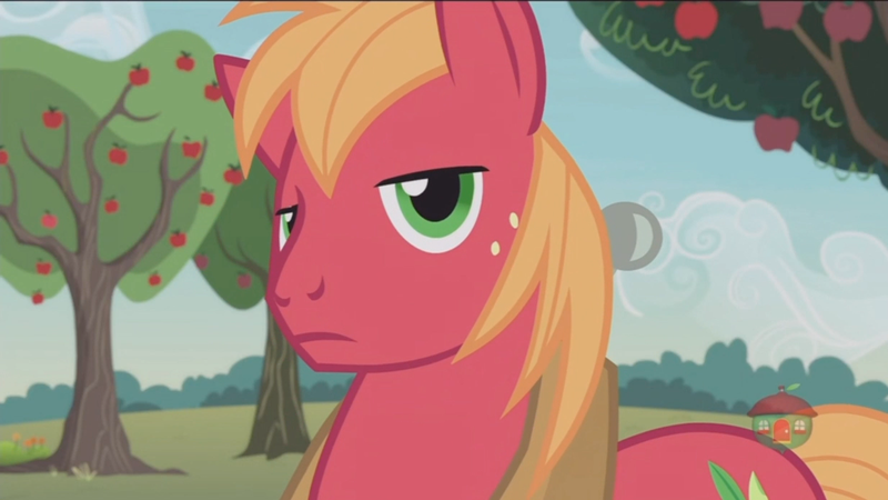 Size: 1234x694 | Tagged: safe, derpibooru import, screencap, big macintosh, earth pony, pony, honest apple, male, solo, stallion, unamused