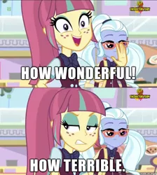 Size: 610x681 | Tagged: safe, derpibooru import, edit, edited screencap, screencap, sour sweet, sugarcoat, dance magic, equestria girls, spoiler:eqg specials, bipolar, image macro, meme, reaction image, two-face sour sweet