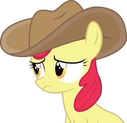 Size: 8236x7995 | Tagged: safe, artist:paganmuffin, derpibooru import, apple bloom, pony, honest apple, absurd resolution, cowboy hat, female, hat, mare, sad, simple background, solo, transparent background, vector