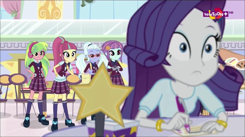 Size: 1366x768 | Tagged: safe, derpibooru import, screencap, lemon zest, rarity, sour sweet, sugarcoat, sunny flare, dance magic, equestria girls, spoiler:eqg specials, teletoon