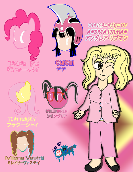 Size: 2550x3300 | Tagged: safe, artist:kentadavidofkt, derpibooru import, fluttershy, pinkie pie, pony, andrea libman, chi-chi, cylindria, dragon ball z, exploitable meme, gundam 00, meme, mileina vashti, pac-man and the ghostly adventures, same voice actor