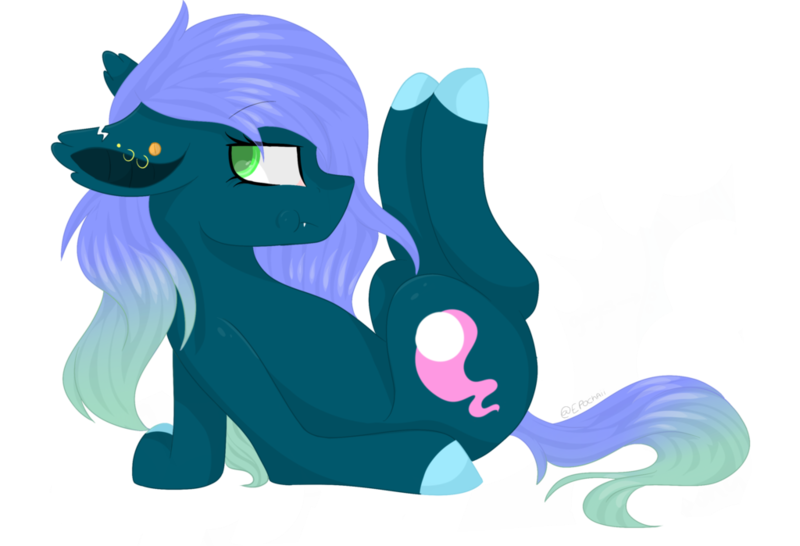 Size: 1024x699 | Tagged: safe, artist:cinnamontee, derpibooru import, oc, oc:jibby star, unofficial characters only, earth pony, pony, ear piercing, earring, female, jewelry, mare, on back, piercing, simple background, solo, transparent background