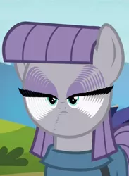 Size: 500x682 | Tagged: safe, derpibooru import, edit, edited screencap, screencap, maud pie, pony, rock solid friendship, cropped, faic, mod po, shrunken face, solo, wat, woll smoth