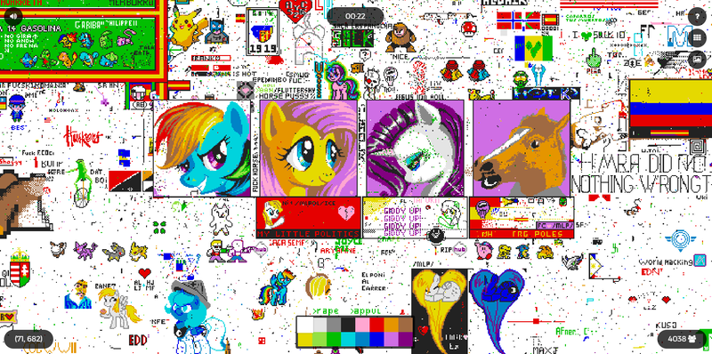 Size: 1589x790 | Tagged: artist needed, safe, derpibooru import, derpy hooves, fluttershy, princess luna, rainbow dash, rarity, starlight glimmer, pegasus, pony, female, mare, pixel art, pixelcanvas