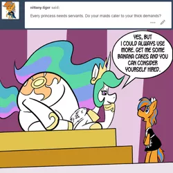 Size: 576x576 | Tagged: safe, artist:pembroke, derpibooru import, princess celestia, oc, oc:cold front, alicorn, pony, bottom heavy, clothes, crossdressing, fat, fat ass, maid, obese, sunbutt, the ass was fat, thiklestia