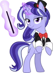 Size: 1751x2436 | Tagged: safe, artist:namygaga, derpibooru import, oc, oc:kimberly magiker, unofficial characters only, pony, unicorn, clothes, female, glowing horn, magic, magical lesbian spawn, mare, offspring, parent:starlight glimmer, parent:trixie, parents:startrix, simple background, solo, transparent background